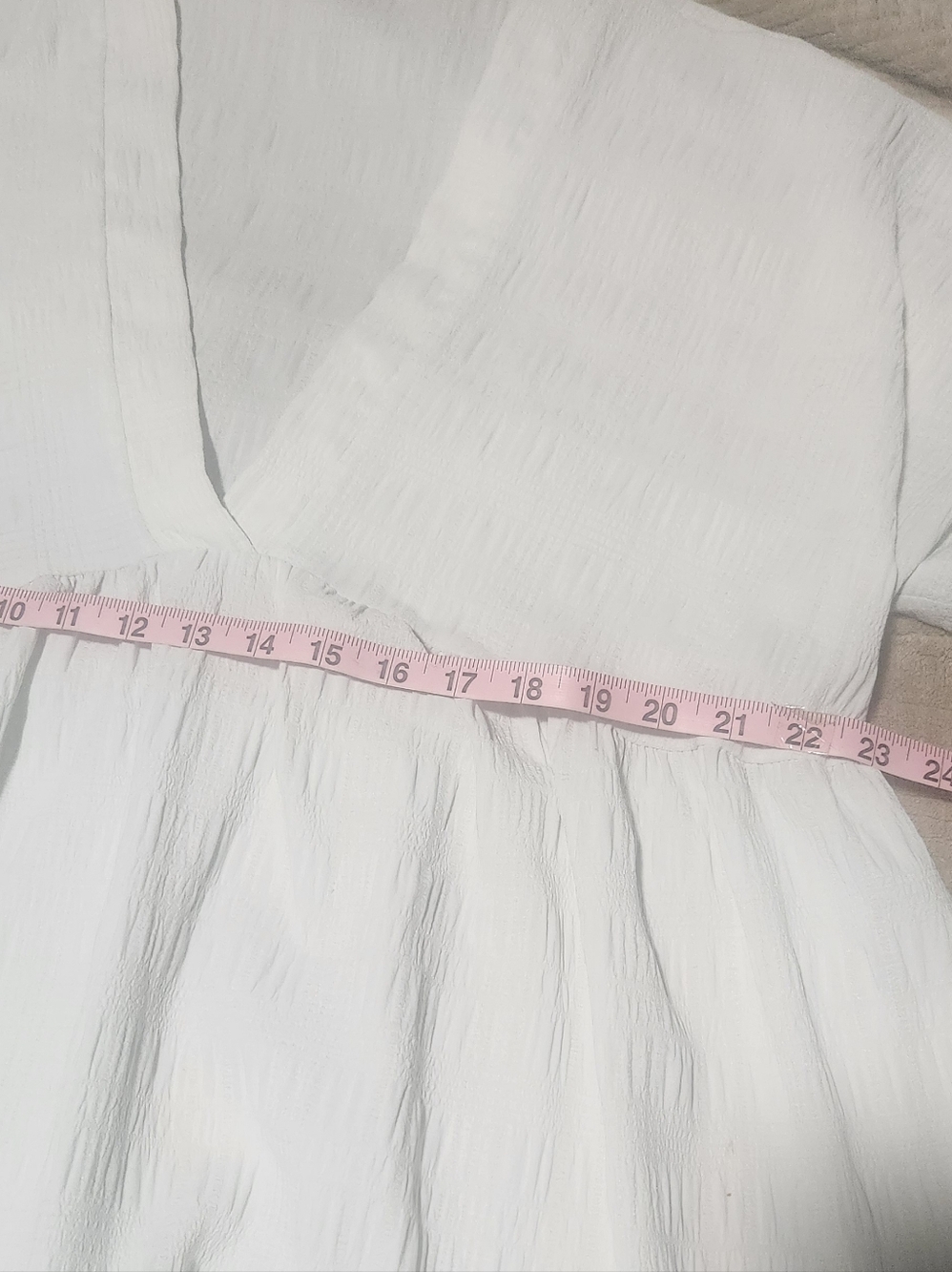White V-Neck Textured Tiered Mini Dress Size 2x - Picture 3 of 3